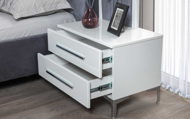 Białe Drewno Szafki nocne Designer Exclusive Stolik nocny Sypialnia Meble