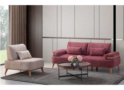 Dwukolorowy salon Zestaw sofowy Designer Meble 3-miejsce siedzące Noble Fotel