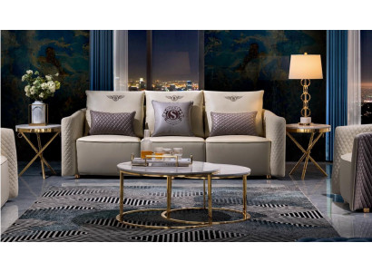 Sofa Trzyosobowa Podkładka Design Sofa Sofa 3-osobowa Siedziba Sofy Pokój Meble Beige