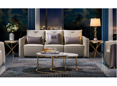 Boczna kanapa Tabela Okrągły stoły Okrągły Sofa Metal Szkło Luxury Designer