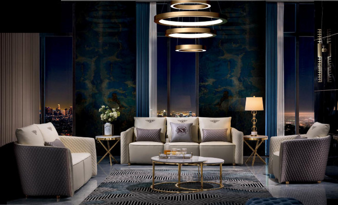 Boczna kanapa Tabela Okrągły stoły Okrągły Sofa Metal Szkło Luxury Designer