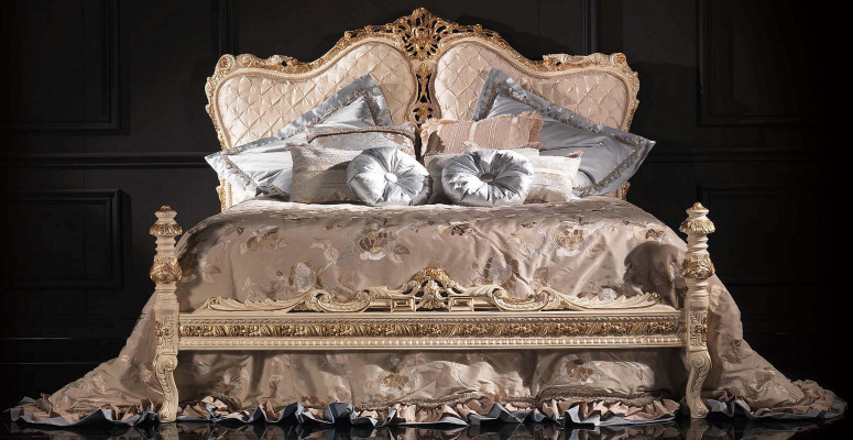 Chesterfield Łóżko Luksusowe Podwójne Włoskie Meble Meble Boiserie bed