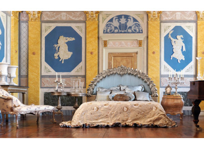 Łóżko Zagłówek Hotel Łóżko Drewno Silver classic Italian Meble Prawdziwe drewno Nowość