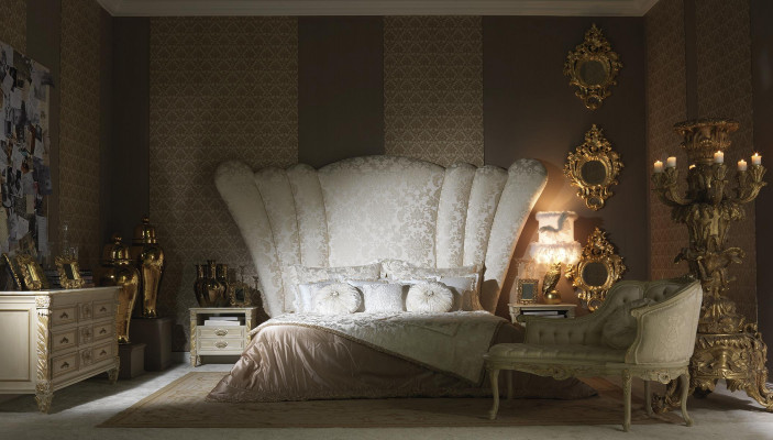 Chesterfield Duże łóżko Zagłówek Łóżko tapicerowane Hotel Bed Kolor Biały Classic