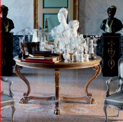 Stół obiadowy Okrągły salon stoły Drewno Royal Baroque Włoskie Meble Baroque