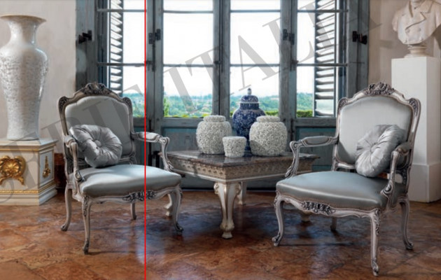 Klasyczny Fotel Barokowy Rokoko Fotel Włoskie Meble Drewno Jednomiejscowe Nowy