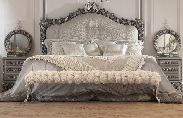 Chesterfield Łóżko Podwójne łóżko Skóra Antyk Style Luksusowe Włoskie Meble Nowe