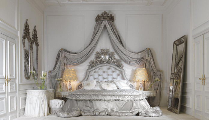 Łóżko Chesterfield Silver Luxury Sypialnia łóżka Italian Meble Design Nowość
