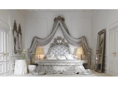 Łóżko Chesterfield Silver Luxury Sypialnia łóżka Italian Meble Design Nowość