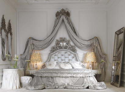Łóżko Chesterfield Silver Luxury Sypialnia łóżka Italian Meble Design Nowość