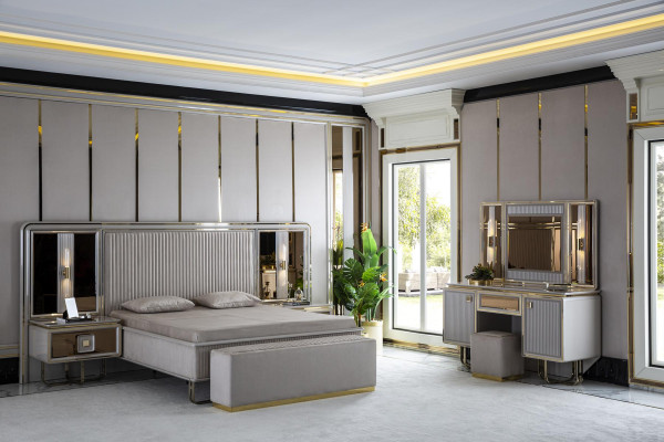 Stołek Biały Elegancki Sypialnia Drewno Meble Nowoczesny Design Piękny