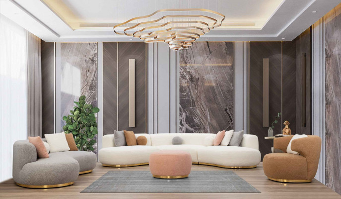 Żywy krajobraz Kanapa xxl Sofa Duża Kanapa Owalny Zestaw narożny Sofa materiałowa