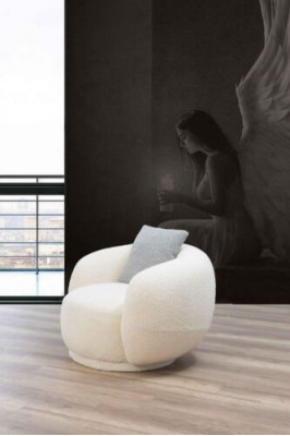 Nowoczesny Okrągły Fotel Beżowy Lounge Meble Club Furnishings Design Fotel