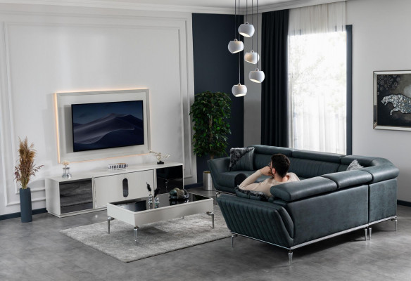 Zestaw do salonu TV Ściana Szafka pod telewizor luksusowy design Nowość 2-częściowa
