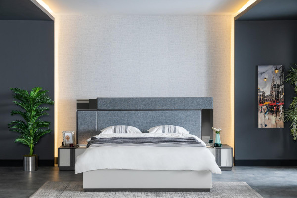 Luksusowy Hotel Sypialnia Meble Łóżko z 2x stoliki nocne 3-częściowe. Zestaw kompletny