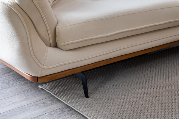 Beżowa Kanapa Podkładka Sofa Meble Kanapy Salon Trzyosobowa Włókienniczy Materiał