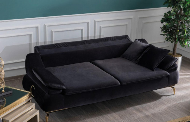 Sofa do salonu 3 miejsce do siedzenia Czarny Design Luxury Podkładka Meble Elegantes