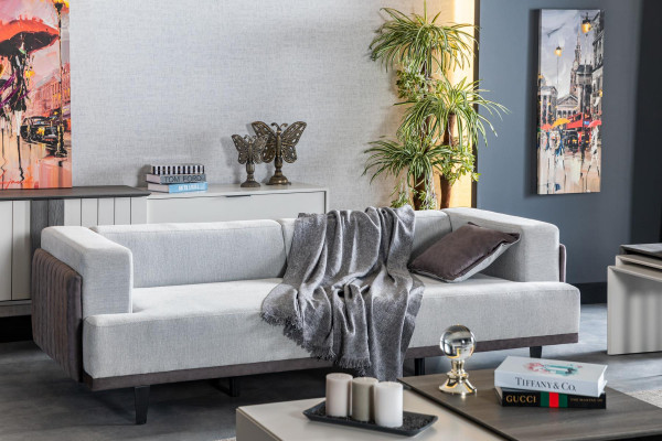 Sofa do salonu 3 miejsce do siedzenia szara designerska luksusowa podkładka meble eleganckie