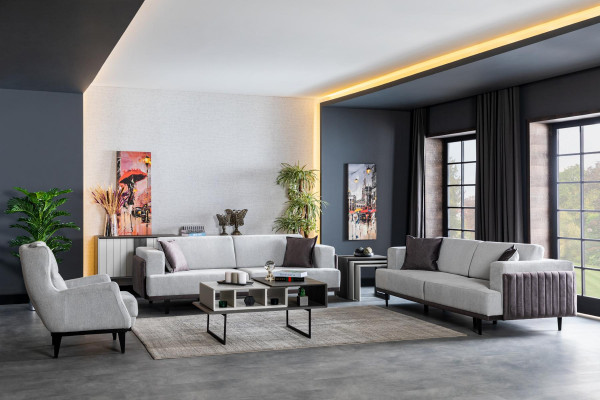 Sofa do salonu 3 miejsce do siedzenia szara designerska luksusowa podkładka meble eleganckie