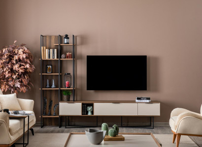 Jednostka ścienna Meble do salonu Meble Szafka RTV Półka na książkę 240cm Drewniane meblościanki