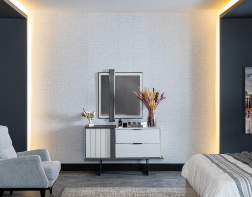 Kompletny zestaw Design Sypialnia Kredens Lustro 2-częściowy. Zestaw Drewno Komody