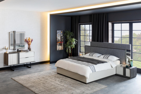 Kompletny zestaw Design Sypialnia Kredens Lustro 2-częściowy. Zestaw Drewno Komody