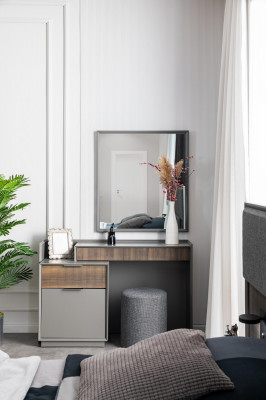 Toaletka Lustro Sypialnia Meble Design Zestaw Nowy Zestaw Szare Drewno