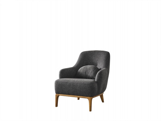 Fotel Design Luxury Podkładka Lounge szara Nowoczesny salon Drewno Włókienniczy
