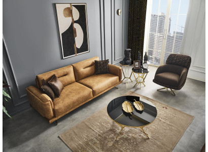 Zestaw sofowy Sofa 31 miejsce do siedzenia Fotel Meble Luxury Design New brązowy
