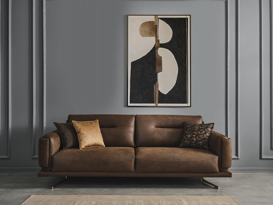 Sofa do Salonu 4 miejsce do siedzenia Luksusowe Kanapy Podkładka Meble New Modern brąz