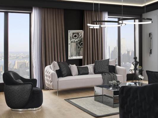 Sofa 3 miejsce do siedzenia Sofa Modern Luxury Podkładka Salon Włókienniczy biała Nowość