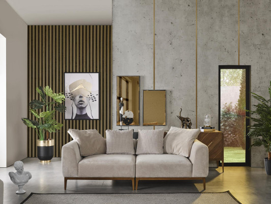 Sofa 3 miejsce do siedzenia Biały Materiał Salon Luksusowe Meble Kanapa Nowe Nowoczesne