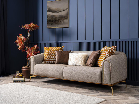 Sofa 3 miejsce do siedzenia trzyosobowa luksusowa sypialnia w stylu nowoczesnego szarego metalu