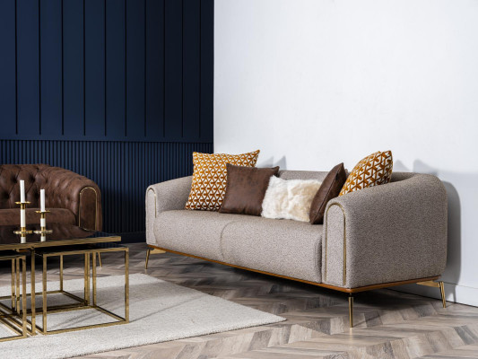 Sofa 3 miejsce do siedzenia trzyosobowa luksusowa sypialnia w stylu nowoczesnego szarego metalu