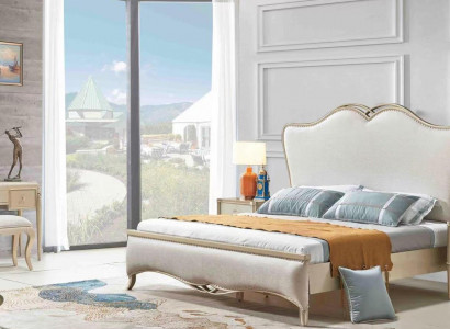Łóżko Podkładka Design Luksusowe Łóżko Podwójne Biały 180x200cm Sypialnia Meble Nowe