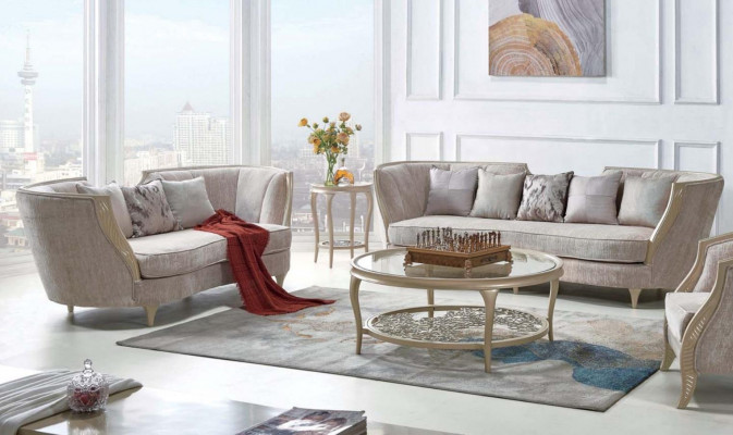Ekskluzywny Beżowy Zestaw sofowy 3+2 miejsce do siedzenia Designer 2szt. Zestaw kanap tekstylnych