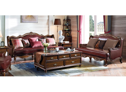 Empire USA Meble Antyk Style Skórzana Sofa 3+2 miejsce do siedzenia Zestaw sofowy Sofa