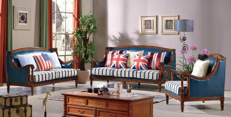 Amerykański zestaw sofowy skórzana sofa kanapa Podkładka 321 miejsce siedzące Drewno Empire Meble