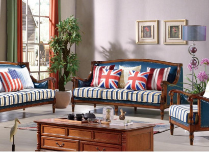 Amerykański zestaw sofowy skórzana sofa kanapa Podkładka 321 miejsce siedzące Drewno Empire Meble