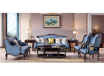 Luxury Classic Chesterfield Podkładka Zestaw sofowy 3+2+1+1 miejsce siedzące Blue Czarny