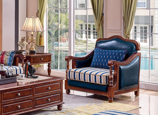 Design Skóra Fotel Living Room Lounge Luxury Krzesło Design Meble Blue