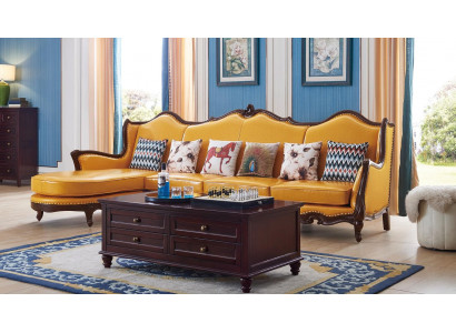 Klasyczna kanapa narożna Żółta kanapa Imperium Sofa Sofa skórzana Sofy Kanapy