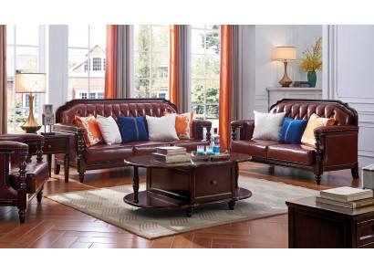 Stany Zjednoczone Zestaw sofowy sofa America 3+2 Siedziba skórzana sofa Chesterfield