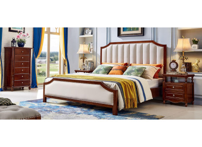 Łóżko 2x Szafki nocne 3 szt. Sypialnia Scenografia Klasyczny Luksus