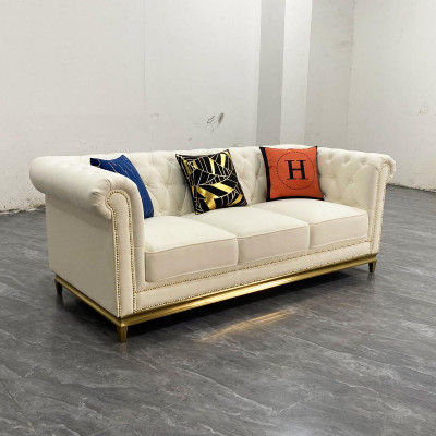 Chesterfield Włókienniczy Couch Sofa 3 miejsce siedzące Siedziba Sofy Sofy Podkładka Nowość