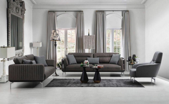 Zestaw sofowy Sofa Ustawić Sofy 3+3+1 miejsce siedzące Fotel Nowoczesny Poliester Trzyosobowy