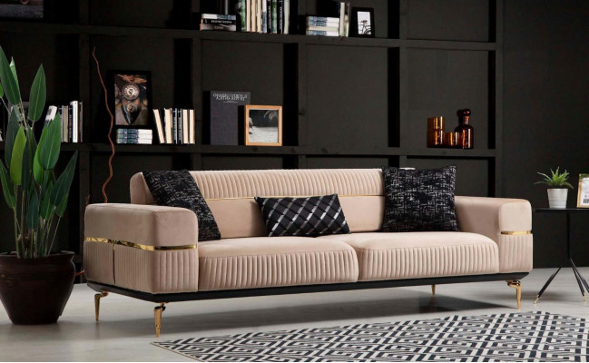 Zestaw sofowy Kompletna grupa wypoczynkowa Sofa 3+3+1 Siedziba Fotel Materiał Kanapa Kanapy Nowe