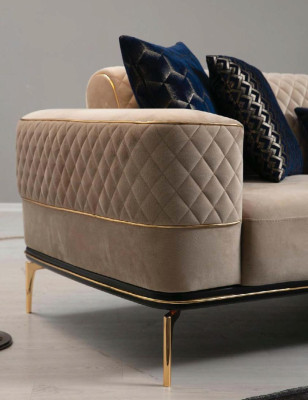 Ustawić zestaw sofowy Sofa Sofy 3+1 miejsce do siedzenia Fotel Materiał Drewno Nowoczesny Poliester