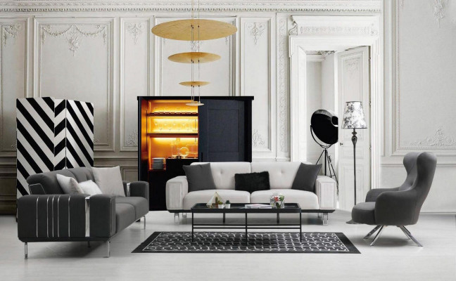 Zestaw sofowy Sofa Luksusowy Zestaw Sof 3+3+1 Siedziba Sofy Fotel Materiał Design Meble Nowość