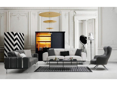 Zestaw sofowy Sofa Luksusowy Zestaw Sof 3+3+1 Siedziba Sofy Fotel Materiał Design Meble Nowość
